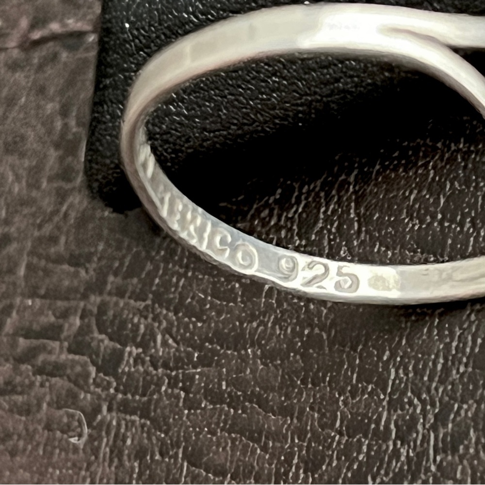 Vintage Taxco Mexico sterling silver carved glass ring Size 5.75 - Picture 10 of 12